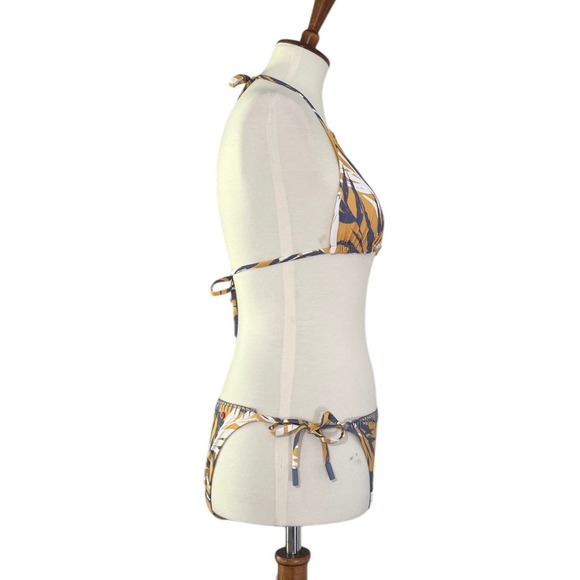 Red Carter Bamboo Leaf Print Crochet Lace Trim Bikini 2-Piece Swim Set In Amber - Picture 5 of 12